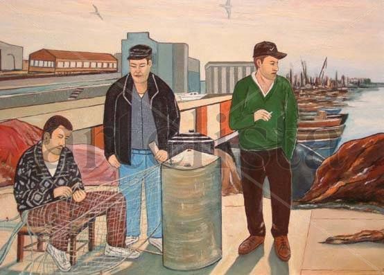 Pescadores de la Barceloneta Oil Canvas Landscaping