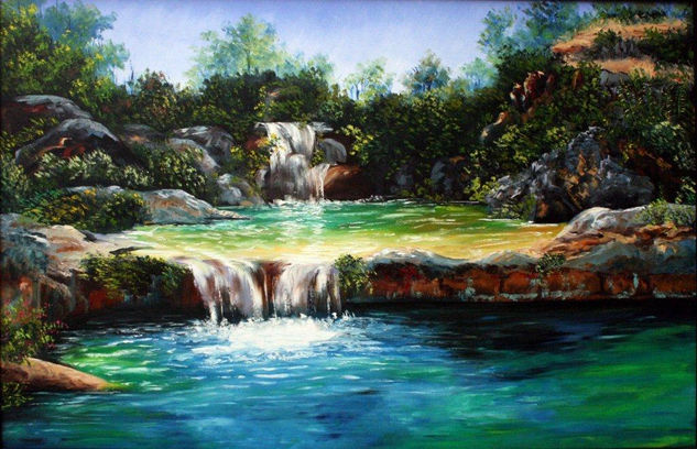 12-030 Cascada doble Oil Canvas Landscaping