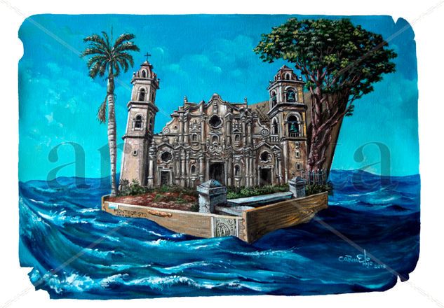 La Catedral Acrylic Canvas Marine Painting