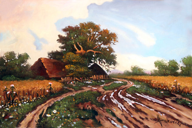 Salas after the rain Oil Canvas Landscaping