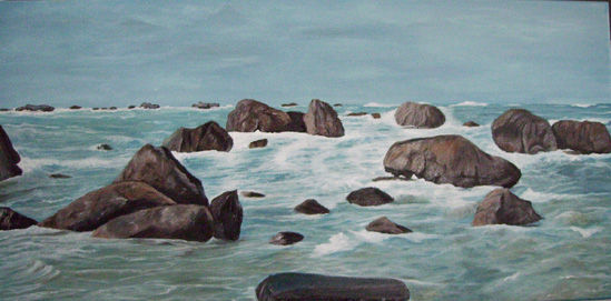 Mar de rocas Oil Canvas Marine Painting