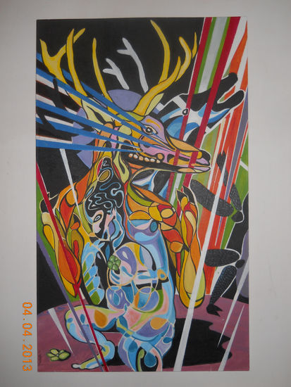 VENADO AZUL (EL ENCUENTRO Acrylic Canvas Figure Painting