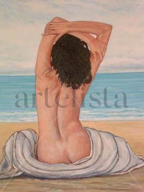 Estel Mirando el Mar Oil Canvas Figure Painting