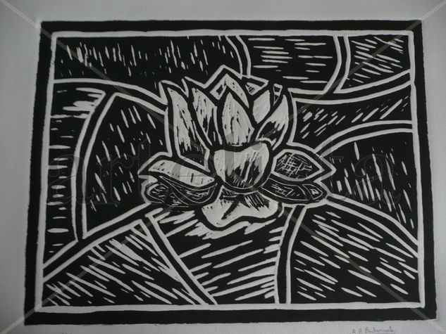 Flor de loto Linograbado