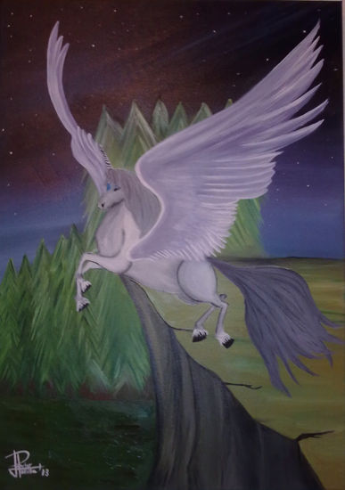 unicornio pegaso Oil Canvas Animals