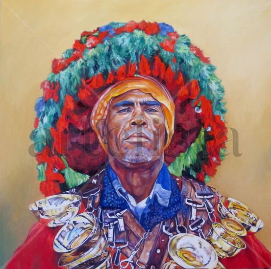 EL AGUADOR Oil Panel Portrait