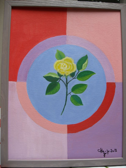 Rosa amarilla Oil Card Floral Painting