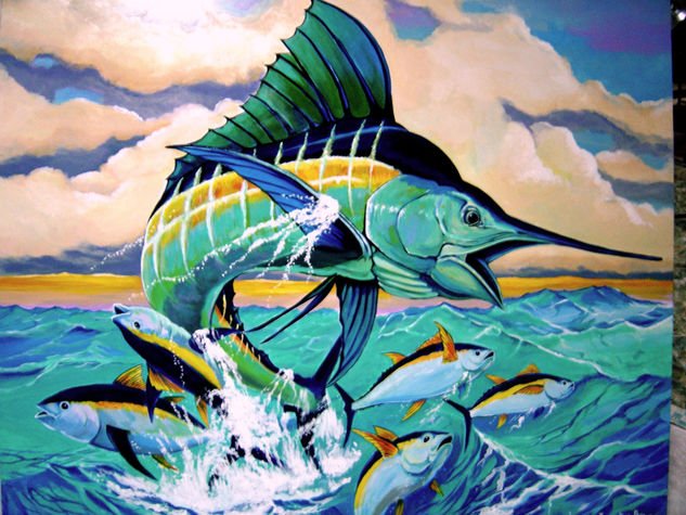 MARLINS Acrylic Canvas Marine Painting