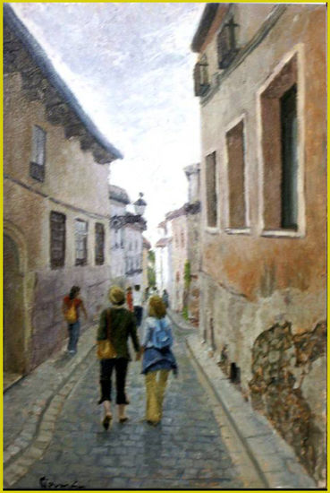 Camino del Alcazar de Segovia. Oil Panel Landscaping