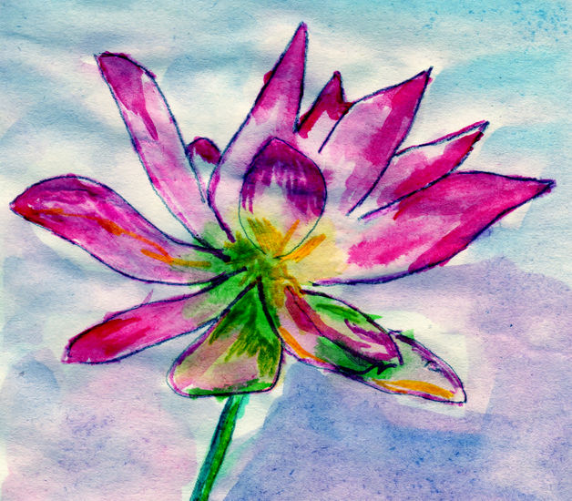 Flor de loto Watercolour Card Floral Painting