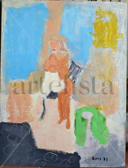 MUJER ASEÁNDOSE Oil Card Figure Painting