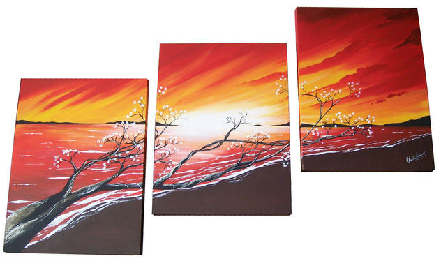 Cuadro Triptico moderno paisaje