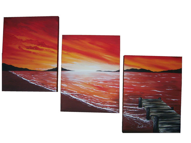 Cuadro Triptico paisaje moderno