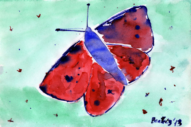 Mariposa roja Watercolour Card Animals