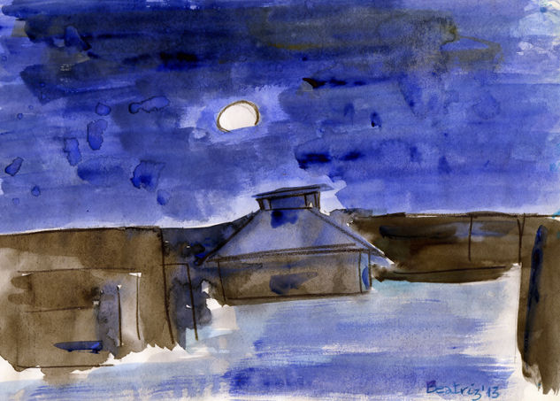 Noche en los campamentos Watercolour Card Landscaping