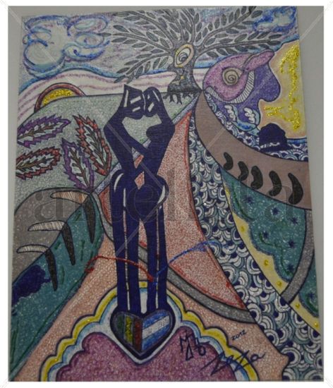 VOLUNTAD DE SENTIR Felt-tip pen Canvas Figure Painting