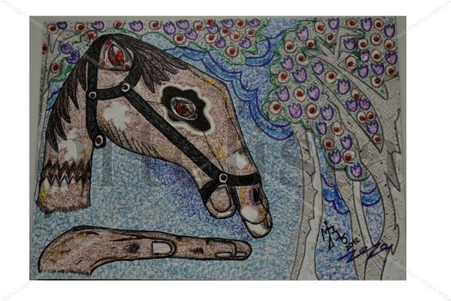 TRANSMUTACIÓN (CABALLO) Mixed media Panel Animals