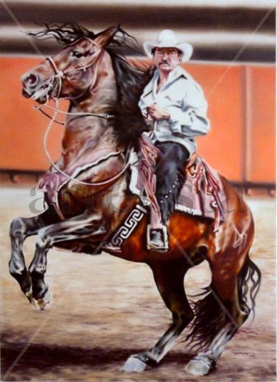 JOAN SEBASTIAN Oil Textile Portrait