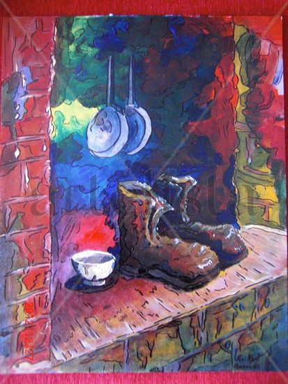 Botas e tixolas Mixed media Card Figure Painting