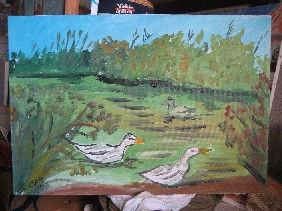 pATOS EN LA CHARCA Oil Canvas Landscaping