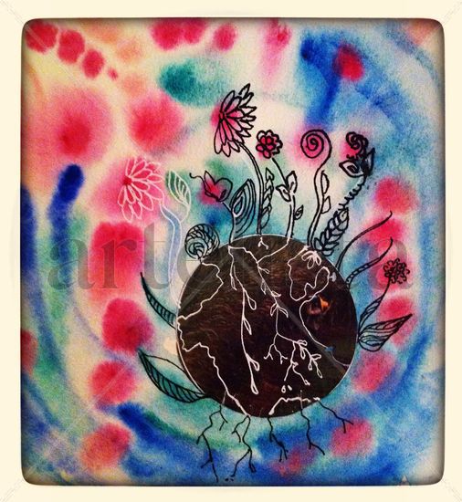 Bulle de vie : fleur Media Mixta Papel Floral