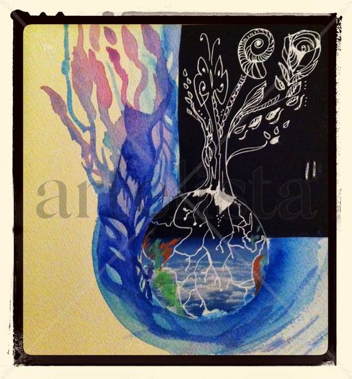 Bulle de vie : Arbre Mixed media Paper Landscaping