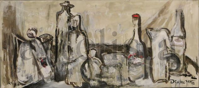 Fondo blanco Mixed media Textile Still Life Paintings