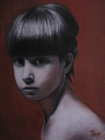 EMBRUJO EN ROJO Oil Panel Portrait