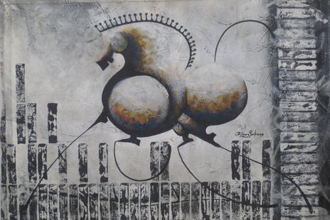 Caballo sobre gris