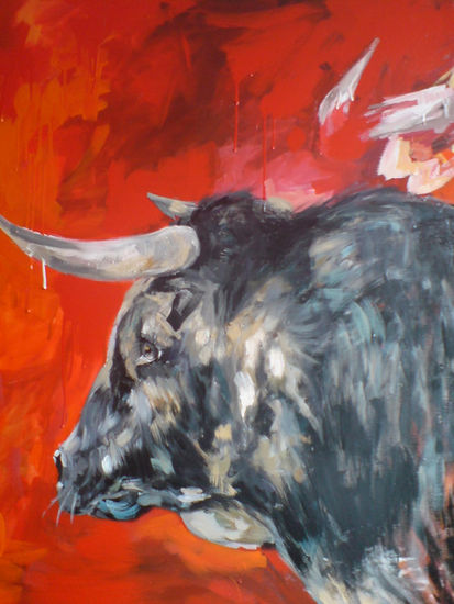 "Toro" Media Mixta Lienzo Animales