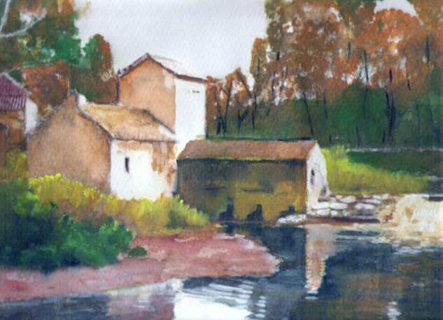 Molino sobre el Guadaira Media Mixta Papel Paisaje