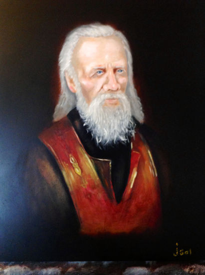 Anciano sabio Oil Panel Portrait