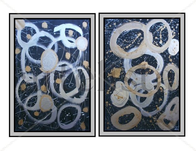 "CIRCLES PLANÈTES 1 & 2" by Niah Dudú Mixed media Canvas Figure Painting