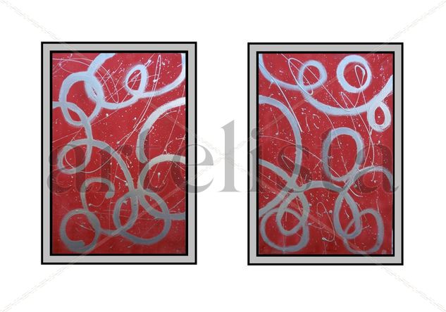 CIRCLES ROUGE 1 & 2 by Niah Dudú Mixed media Canvas Figure Painting