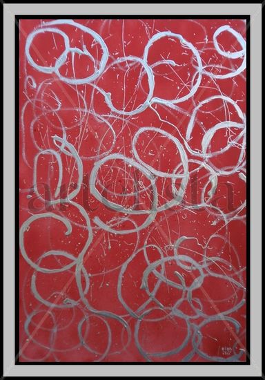 "CIRCLES SMALL ROUGE"  by Niah Dudú Mixed media Canvas Figure Painting