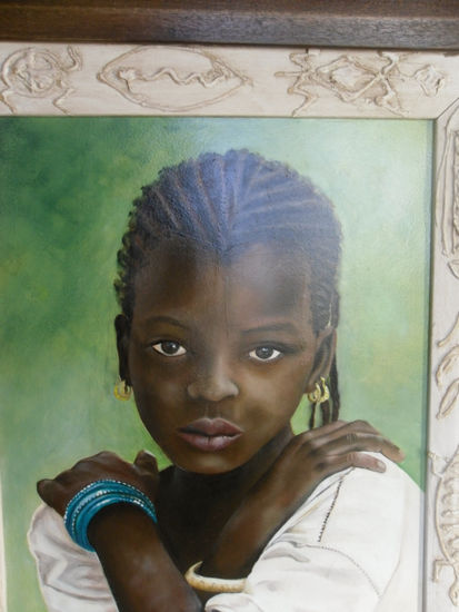 bella niña negra Óleo Tabla Retrato