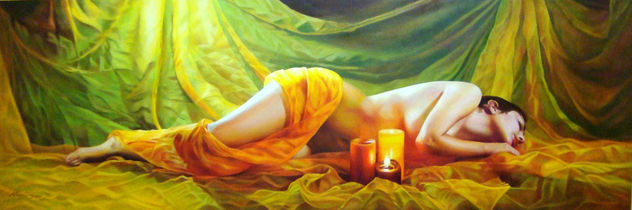 "Desnudo con velas"