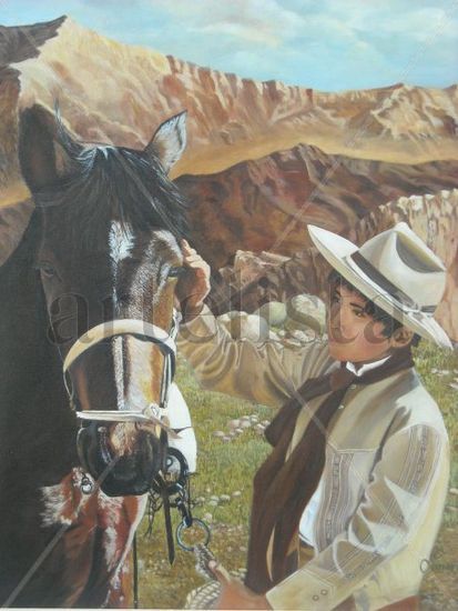 caballo y gaucho Oil Canvas Animals