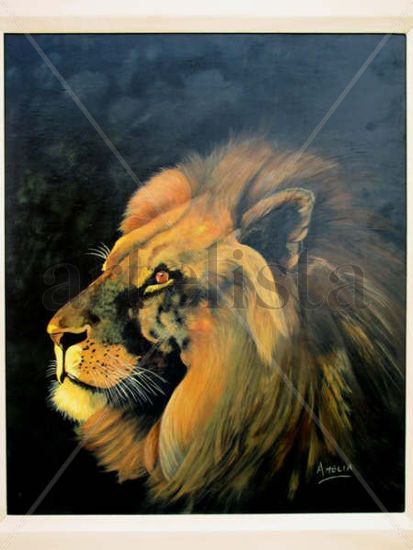 leon Oil Canvas Animals