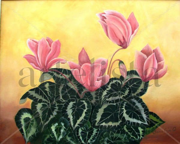 violeta de los alpes Oil Canvas Floral Painting