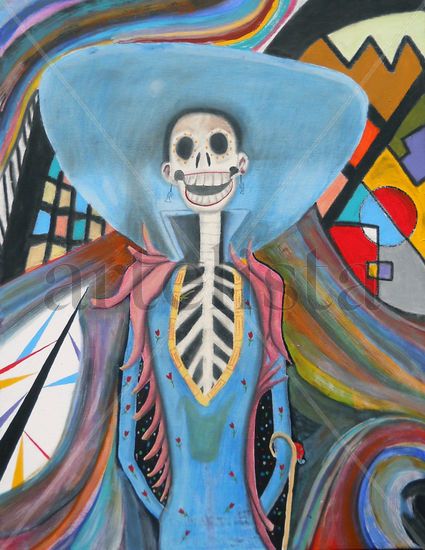 Catrina azul Media Mixta Lienzo Otros