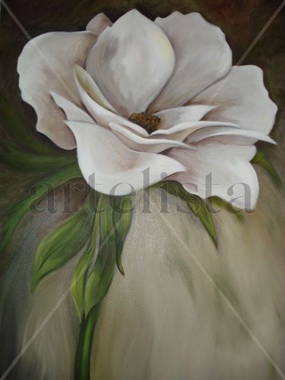 Coleccion Aromas. Flor blanca 1 Oil Canvas Floral Painting