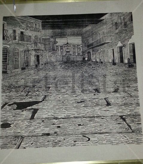 Calle Fortaleza Woodcut