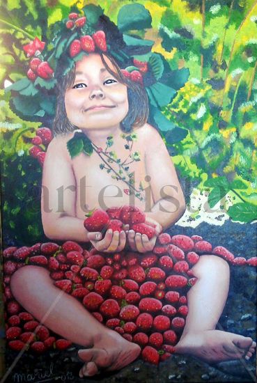 En el Huerto de Frutillas Óleo Lienzo Retrato