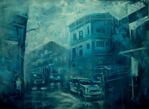 ciudad bajo la lluvia