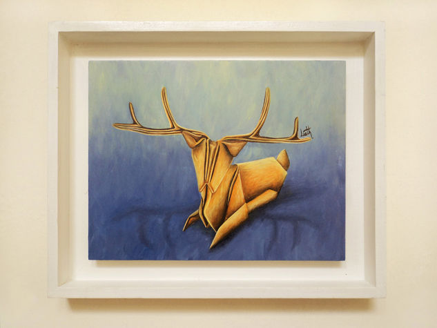 Paper Deer Oil Panel Animals