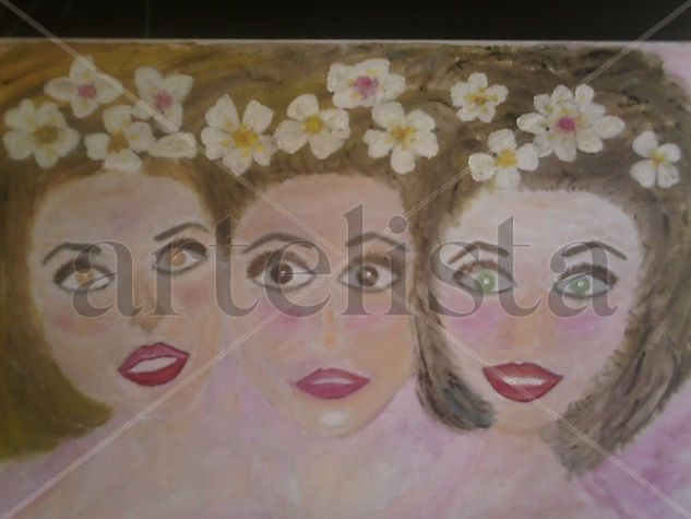 3 BELLAS AMIGAS Oil Canvas Figure Painting