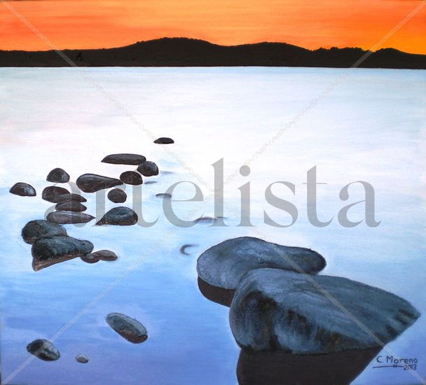 El lago azul Oil Canvas Marine Painting