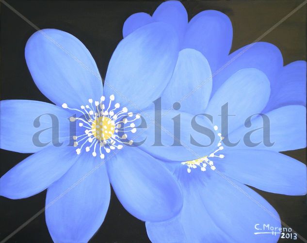 Primavera azul Oil Canvas Floral Painting