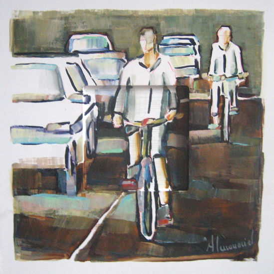 Bicis III Óleo Tabla Paisaje